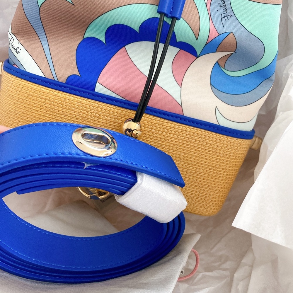 Emilio Pucci Blue Acapulco Print Bonita Bucket Bag - Picture 9 of 13
